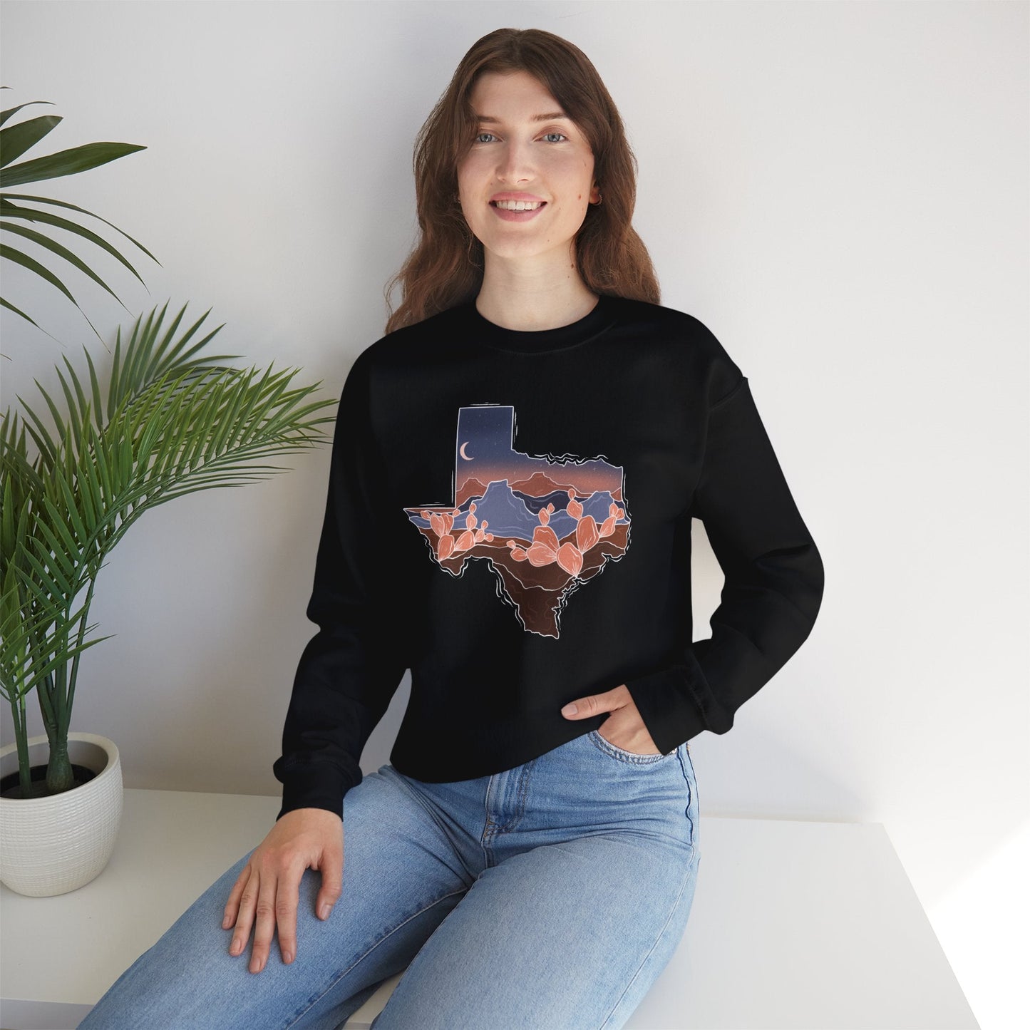 Stars Over Texas Crewneck Sweatshirt - Printify- Desert Darling Brand