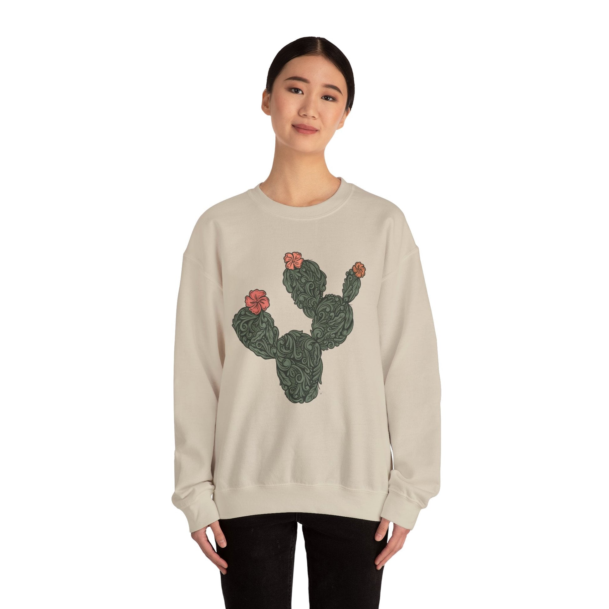 Tooled Cactus Crewneck Sweatshirt - Printify- Desert Darling Brand