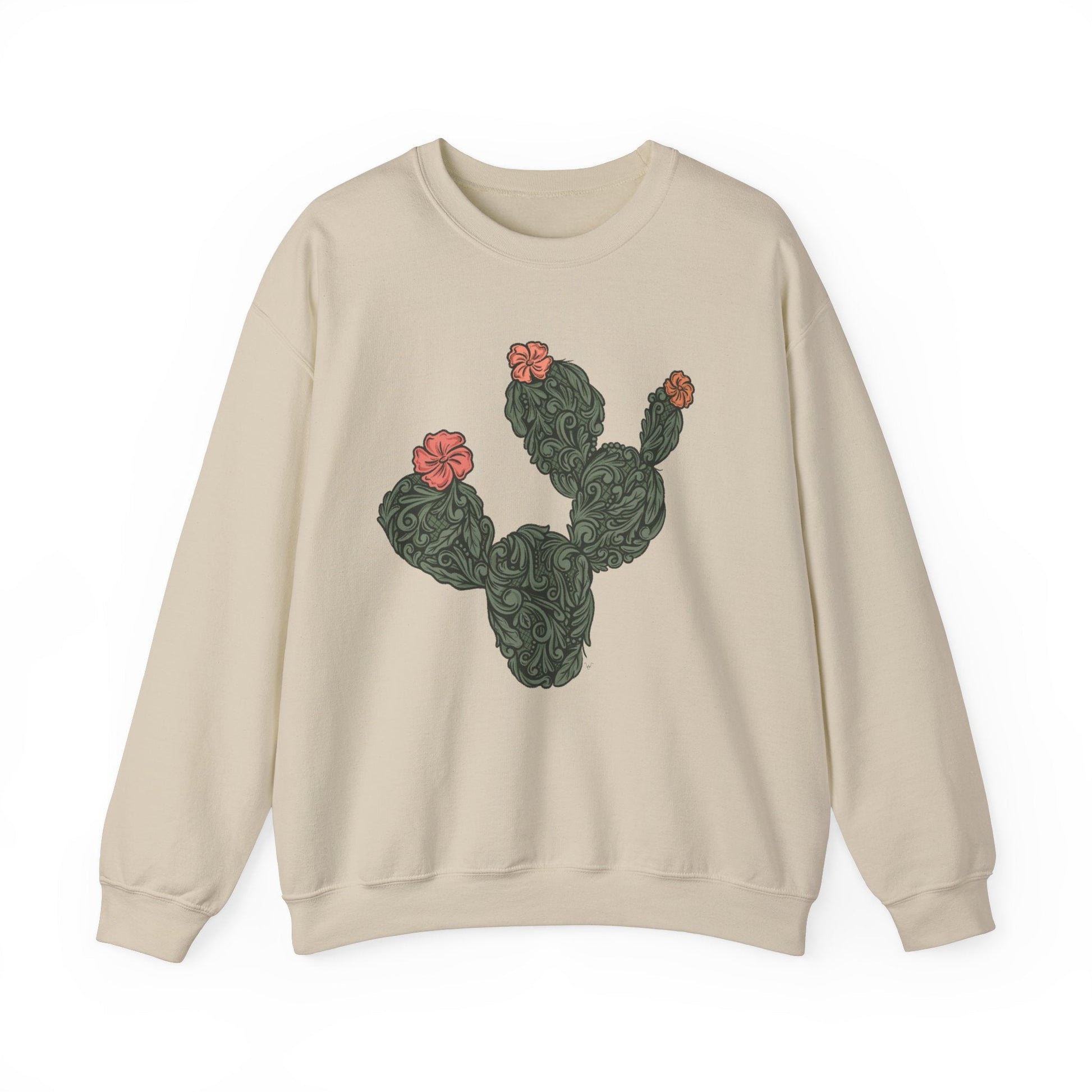 Tooled Cactus Crewneck Sweatshirt - Printify- Desert Darling Brand