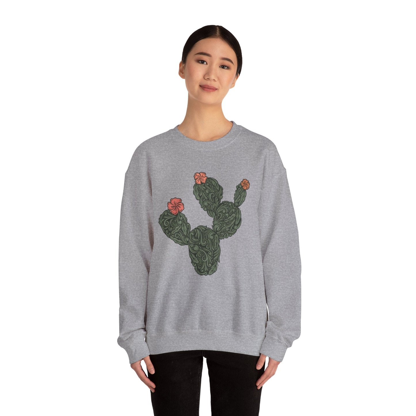 Tooled Cactus Crewneck Sweatshirt - Printify- Desert Darling Brand