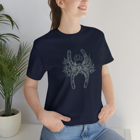Lucky Horseshoes Outline Tee | Western Graphic Tee - Desert Darling Brand- Desert Darling Brand