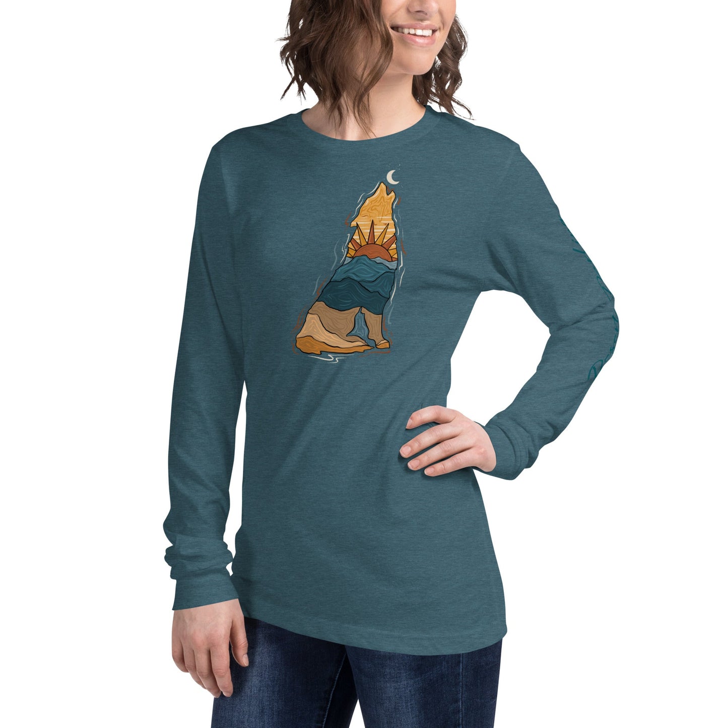 Rising Moon Coyote Long Sleeve Tee - Desert Darling Brand- Desert Darling Brand