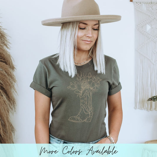 These Boots Outline Tee | Western Graphic Tee - Desert Darling Brand- Desert Darling Brand